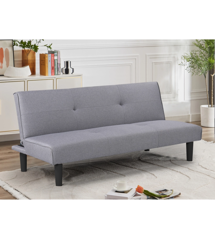 Divano letto 3 posti "astrid" in tessuto grigio, 168x74x78 cm